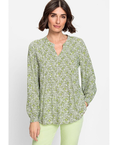 Women's 100% Viscose Long Sleeve Printed Tunic Blouse