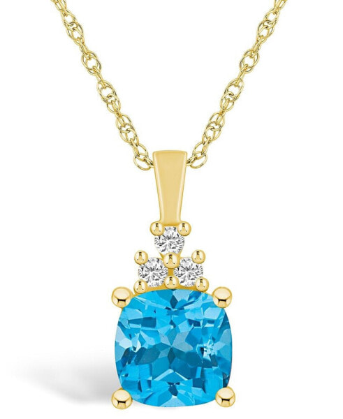 Blue Topaz (2-3/4 Ct. T.W.) and Diamond (1/10 Ct. T.W.) Pendant Necklace in 14K Yellow Gold
