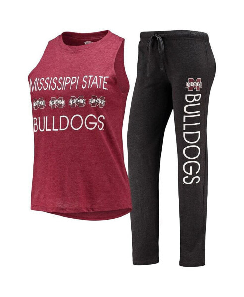 Пижама Concepts Sport женская черная, бордовая "Mississippi State Bulldogs"