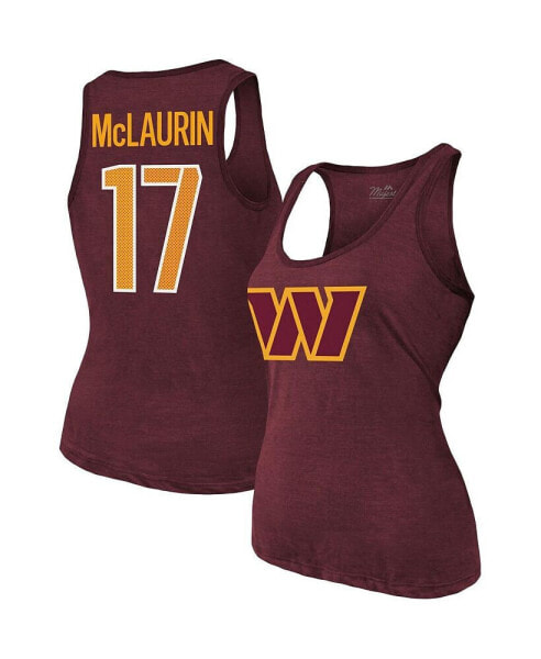 Women's Threads Terry McLaurin Burgundy Washington Commanders Player Name & Number Tri-Blend Tank Top