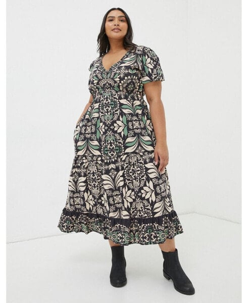 Women's Plus Size Priya Mosaic Leaf Midi Dress