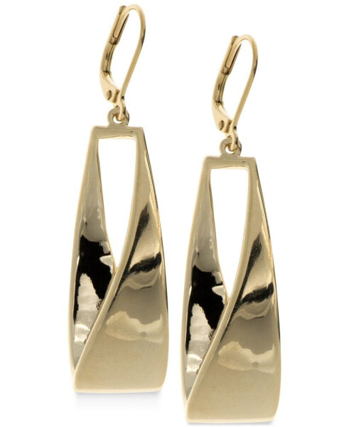 Twisted Metallic Drop Hoop Earrings