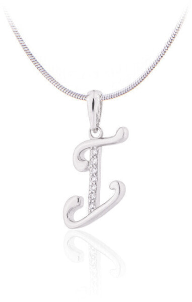 Silver pendant with crystals "I" SVLP0364XH2BI0I