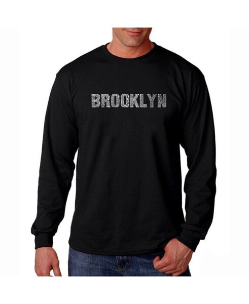 Men's Word Art Long Sleeve T-Shirt- Brooklyn Neighborhoods