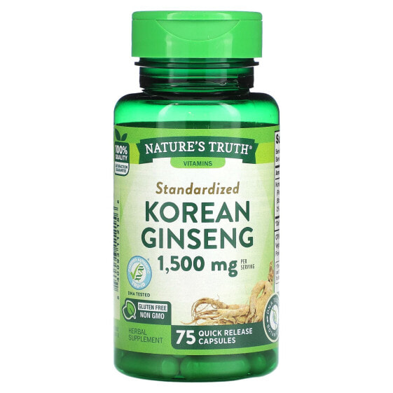 Nature's Truth, Стандартизированный корейский женьшень, 500 мг, 75 капсул быстрого действия