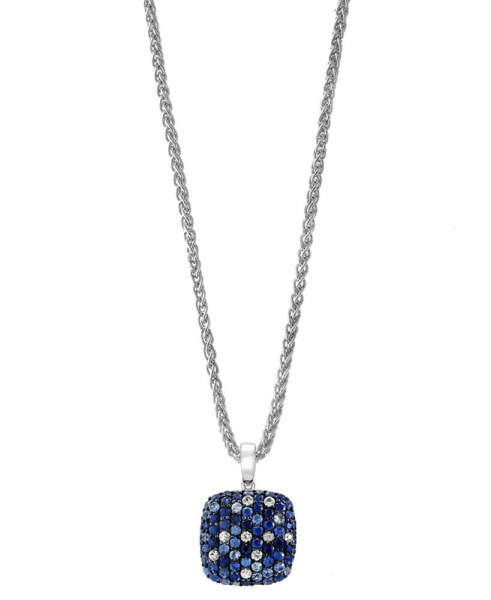 EFFY® Multi-Sapphire Ombré Cluster 18" Pendant Necklace (3-1/3 ct. t.w.) in Sterling Silver