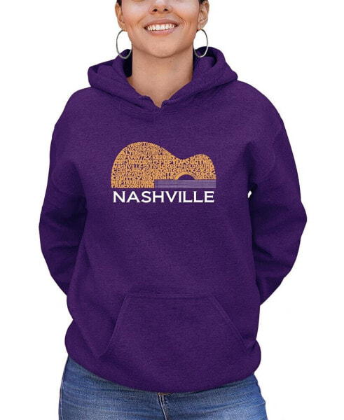 Women's Nashville Guitar Word Art Hooded Sweatshirt