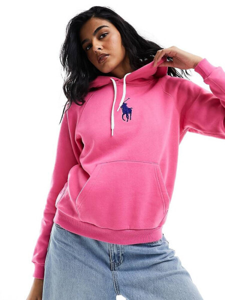 Polo Ralph Lauren hoodie with large chest logo in pink