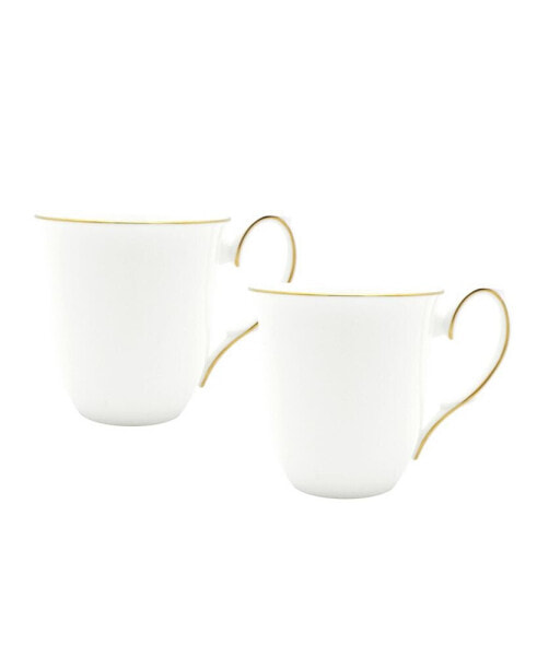 Amelie Brushed Gold Rim Mugs - Set of 2
