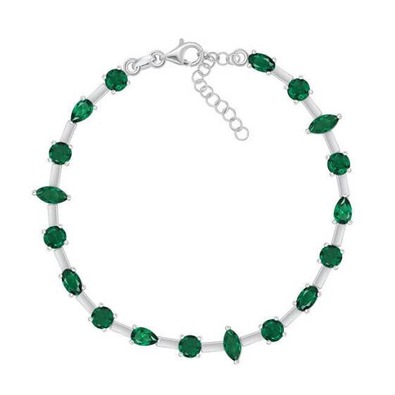 Sparkling silver bracelet with green zircons BRC112W