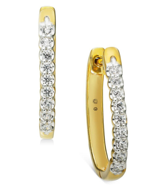 Diamond Small Hoop Earrings (1/4 ct. t.w.) in 10k White Gold (Also available in 10k Gold), .75"