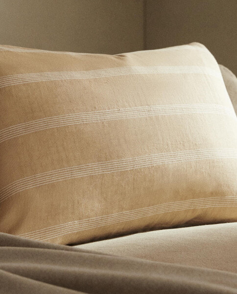 Striped linen cushion cover