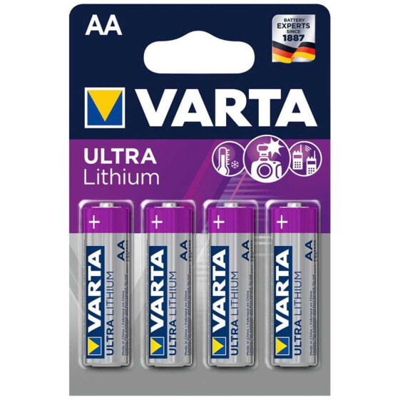 VARTA 6106301404 LR06 AA Lithium Batteries 4 Units