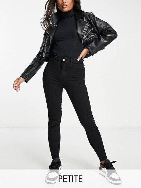 River Island Petite kaia high rise jean in black 