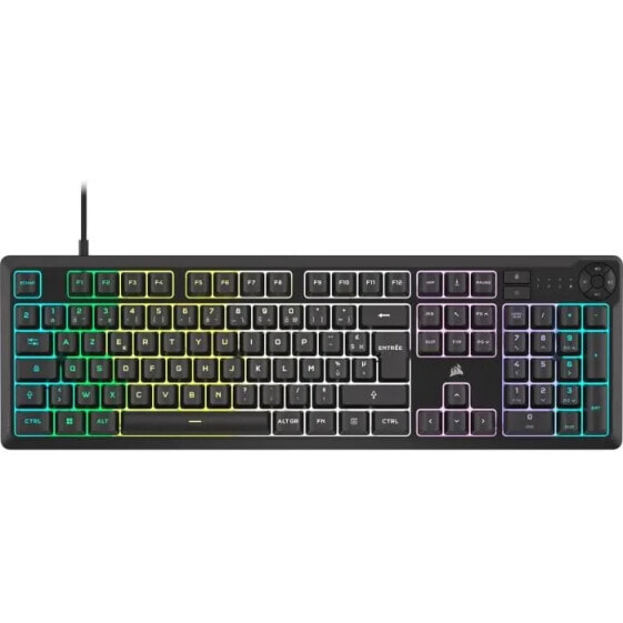 Kabelgebundene Membran-Gaming-Tastatur CORSAIR K55 CORE RGB 10-Zonen-RGB-Hintergrundbeleuchtung Grau Leise und reaktionsschnell