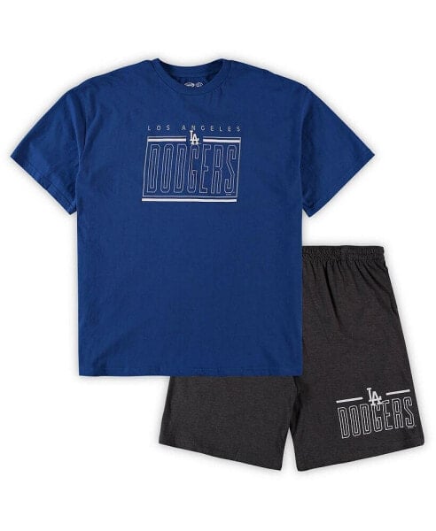 Men's Royal, Charcoal Los Angeles Dodgers Big and Tall T-shirt and Shorts Sleep Set