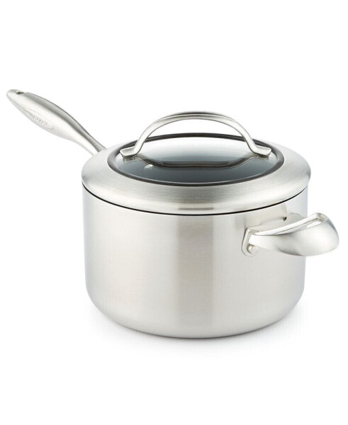 CTX 4 qt, 3.5 L, 8", 20cm Nonstick Induction Suitable Saucepan with Lid, Brushed Stainless Steel