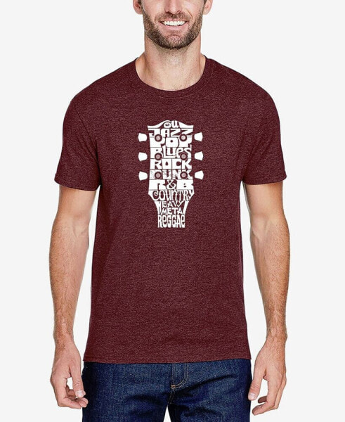 Men's Premium Blend Word Art Guitar Head Music Genres T-shirt