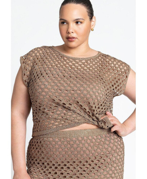 Plus Size Metallic Knitted Sweater