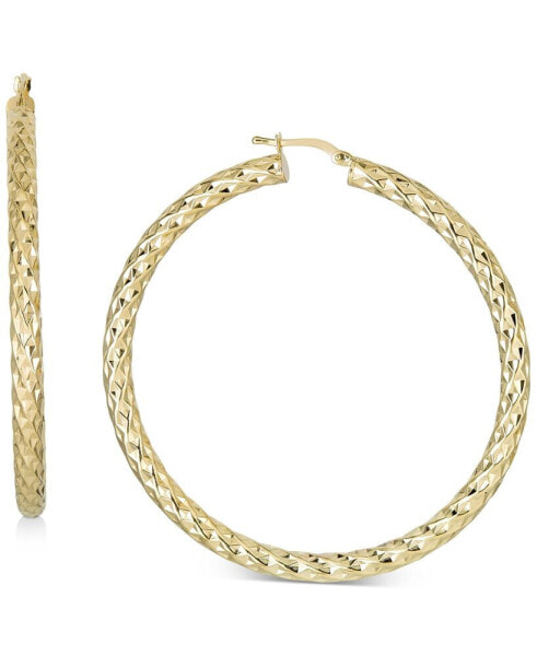 Textured Medium Hoop Earrings in 14k Gold-Plated Sterling Silver