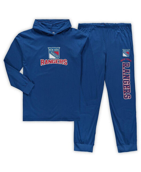 Men's Blue New York Rangers Big and Tall Pullover Hoodie and Joggers Sleep Set