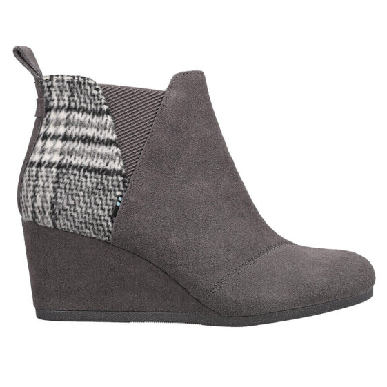 TOMS Kelsey Wedge Round Toe Booties Womens Grey Casual Boots 10018916T