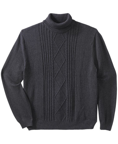 Big & Tall by KingSize Shoreman's Cable Knit Turtleneck Sweater