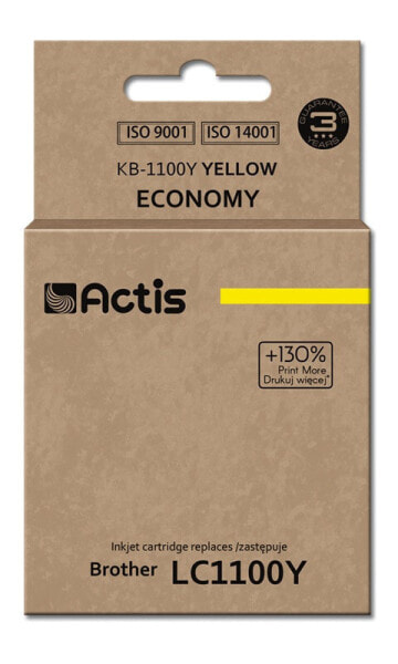 Actis KB-1100Y ink for Brother printer; Brother LC1100Y/LC980Yreplacement; Standard; 19 ml; yellow - Standard Yield - Dye-based ink - 19 ml - 1 pc(s) - Single pack