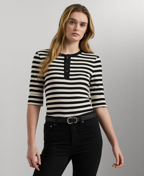 Women's Striped Henley Tee