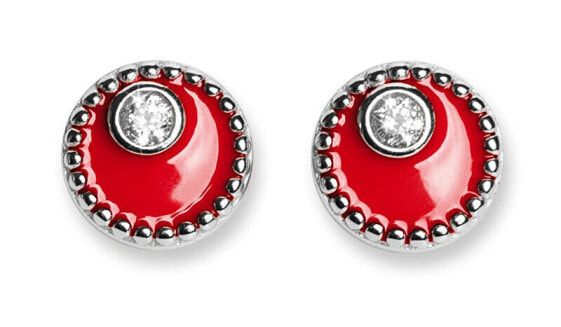 Silver earrings with red enamel Meliora 62258 RED