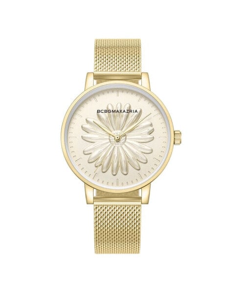 Women's Classic Gold-Tone Stainless Steel Mesh Floral Watch 38mm