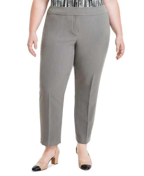 Plus Size Mid Rise Straight-Leg Fly-Front Pants