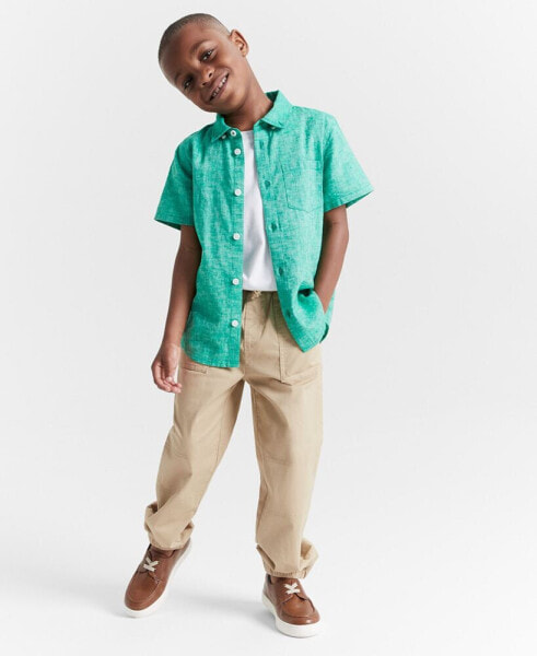 Little & Big Boys Heathered Short-Sleeve Shirt, Created for Macy's