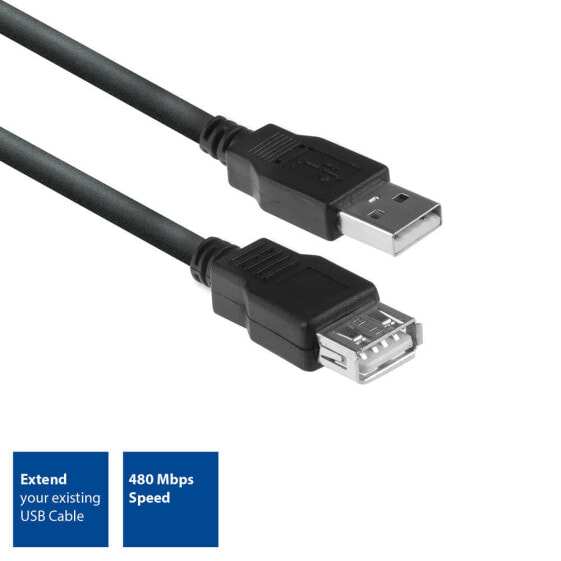 ACT AC3043 - 3 m - USB A - USB A - USB 2.0 - 480 Mbit/s - Black