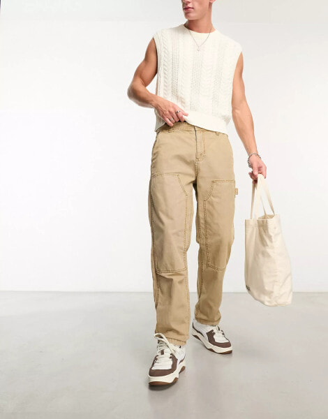 Cotton On relaxed carpenter trousers in stone