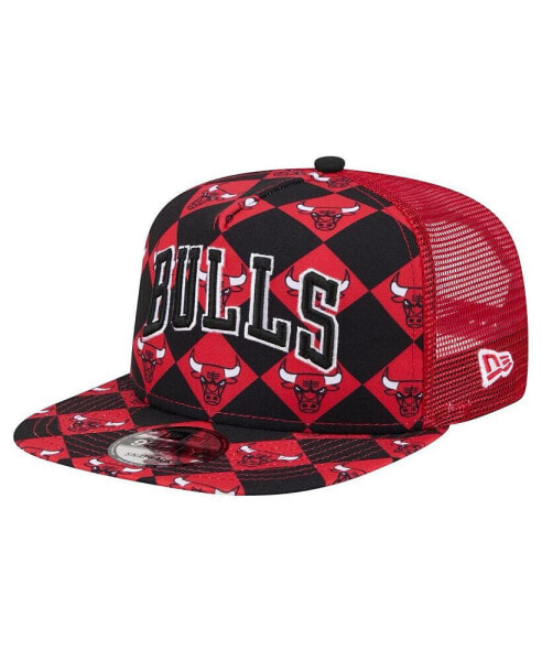 Men's Red Chicago Bulls Seeing Diamonds A-Frame Trucker 9FIFTY Snapback Hat