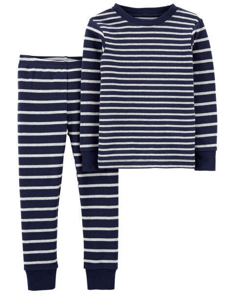 Kid 2-Piece Striped Snug Fit Cotton Pajamas 7