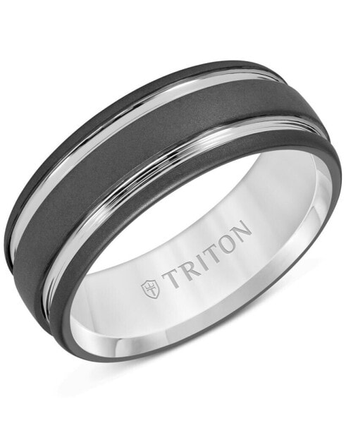 Men's Two-Tone Sandblast Finish Wedding Band in Black Tungsten Carbide