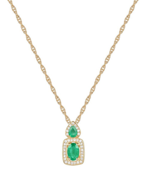 Macy's emerald (1/2 ct. t.w.) & Diamond (1/6 ct. t.w.) Halo 18" Pendant Necklace in 14k Gold