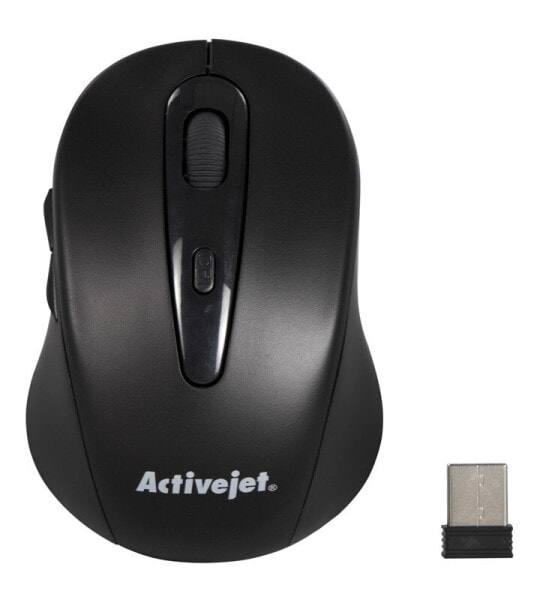 Activejet AMY-213 wireless optical USB mouse - Ambidextrous - Optical - RF Wireless - 1600 DPI - Black