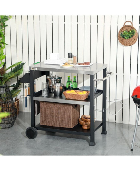 Versatile Outdoor Grill Cart with Spacious Cooking Surface & Storage