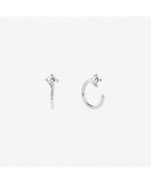 CZ Hoop Earrings - Cassie Silver