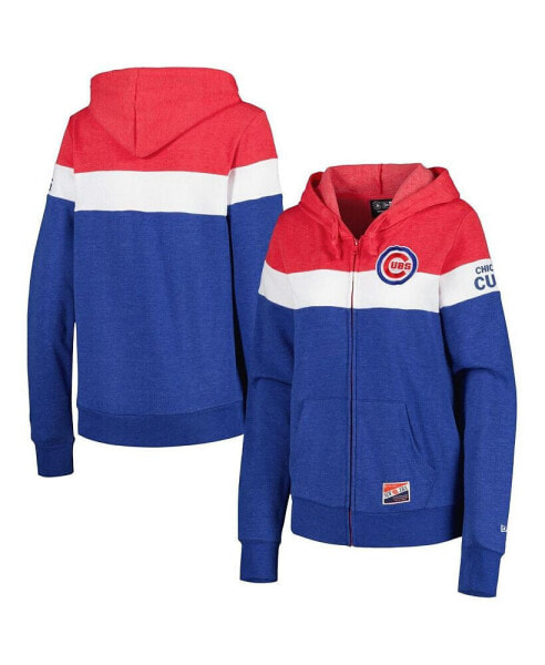 Women's Heather Royal Chicago Cubs Colorblock Full-Zip Hoodie Jacket