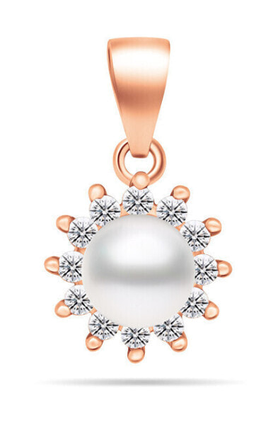Charming pearl pendant with zircons PT88R