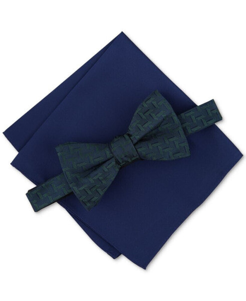 Men's Belton Geo-Print Bow Tie & Pocket Square Set, Created for Macy's