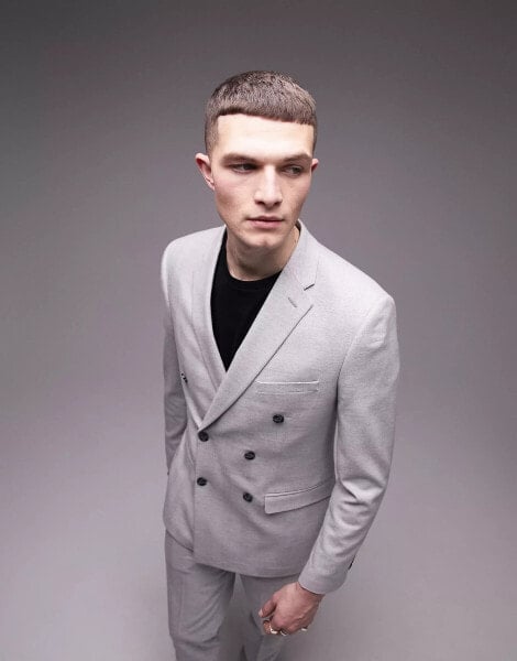 Пиджак man Grey Fishbone Groom Suit Coat