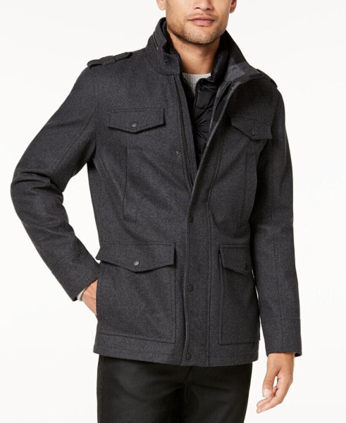 Men's Military-Inspired Coat with Plaid Detail, Created for Macy's