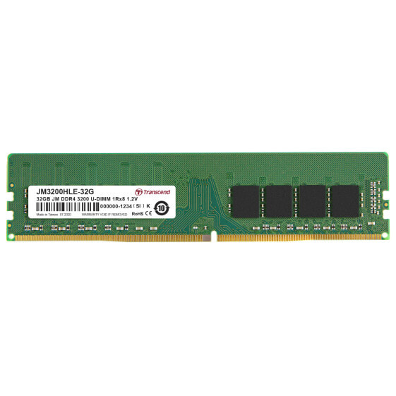 Transcend JetRam DDR4-3200 U-DIMM 32GB - 32 GB - 1 x 32 GB - DDR4 - 3200 MHz - 288-pin DIMM