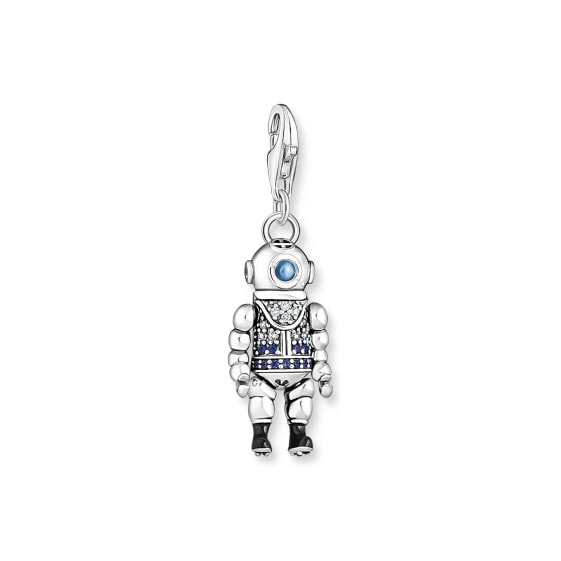 Thomas Sabo Charm-Anhänger Taucher silber 925 Sterlingsilber geschwärzt Kaltemail synthetischer Spinell Zirkonia