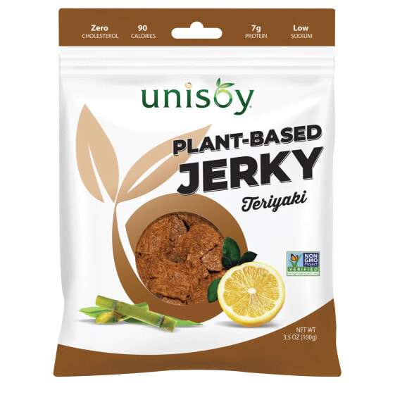 Unisoy, Растительное вяленое мясо, терияки, 100 г (3,5 унции)